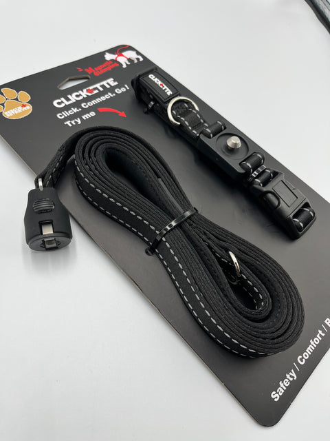 Clickette Magnetic Collar lock & Leash System-Black