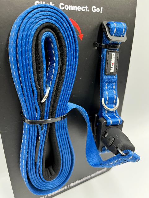 Clickette Magnetic Collar lock & Leash- Blue
