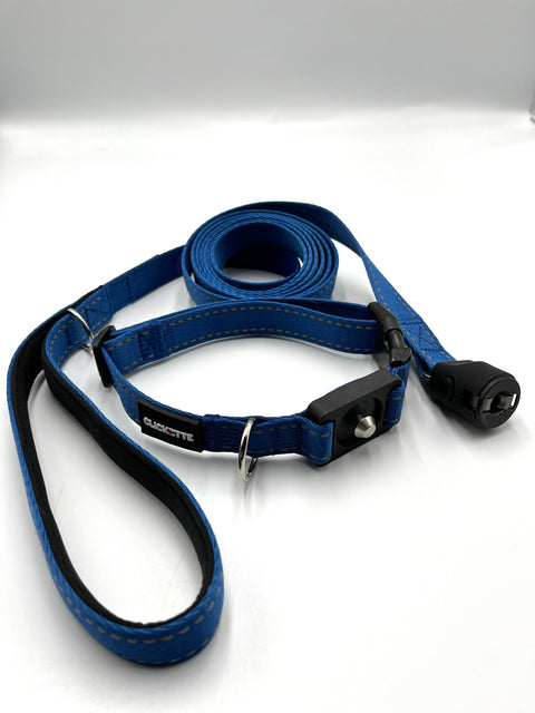 Clickette Magnetic Collar lock & Leash- Blue