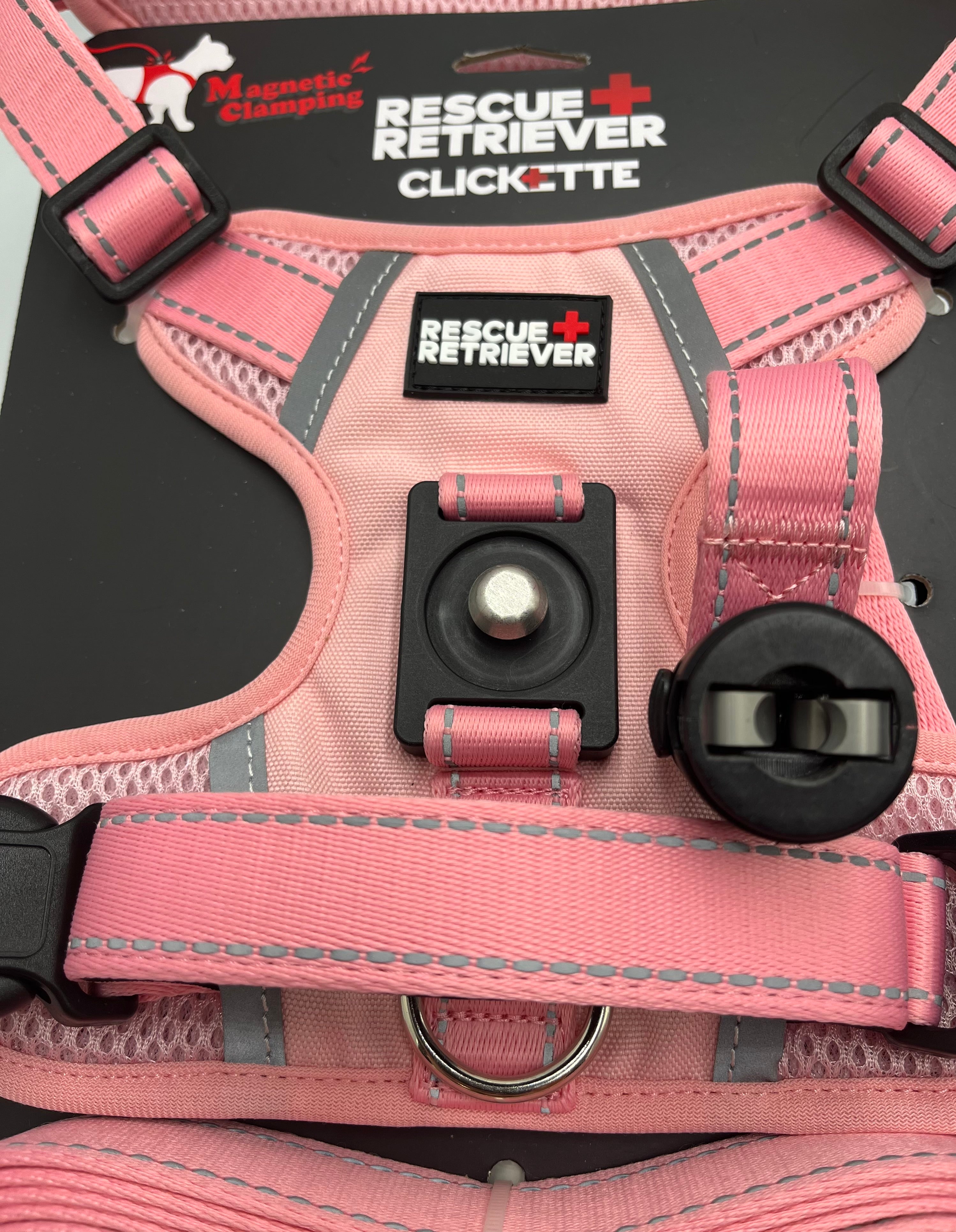 Clickette Pink Dog Harness & Leash | Magnetic Safety Lock