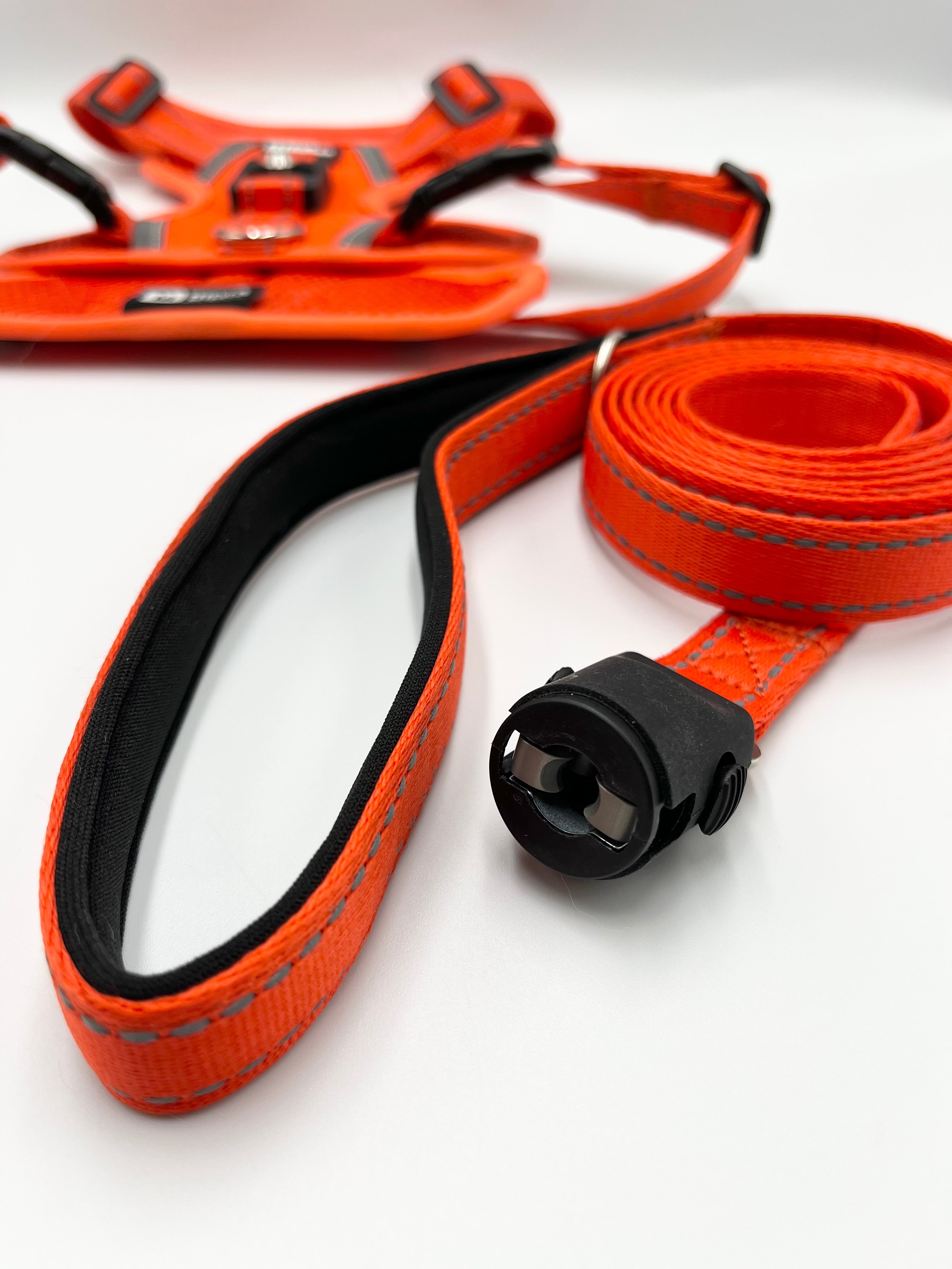 Clickette High-Vis Orange Dog Harness & Leash | Safety No-Pull