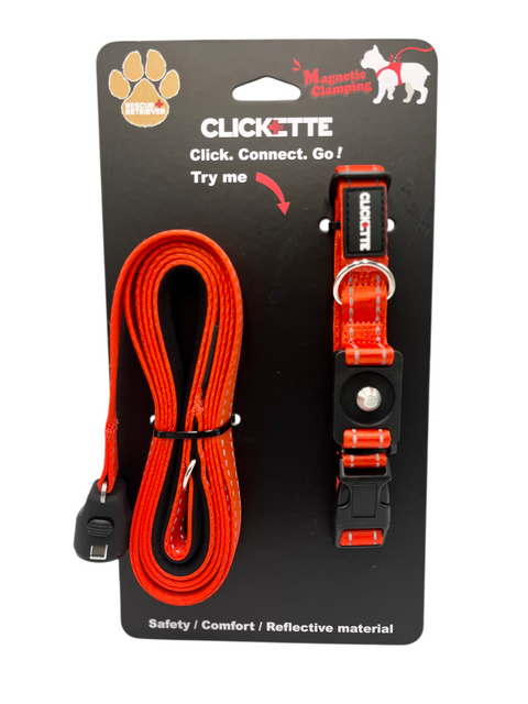 Clickette- Magnetic Collar lock & Leash- Orange