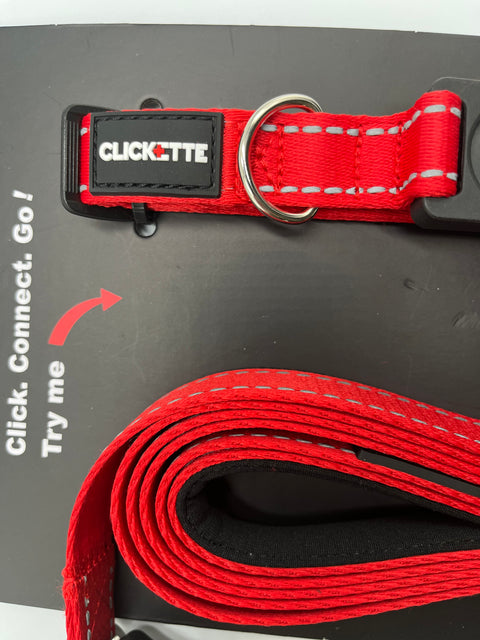 Clickette- Magnetic Collar lock & Leash- Red