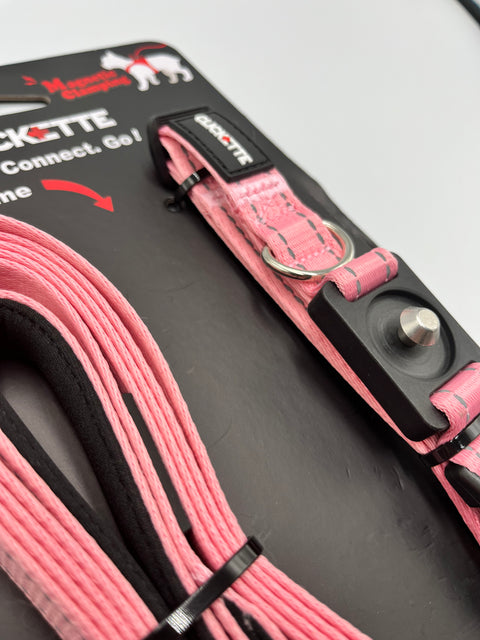 Clickette Magnetic Collar Lock & Leash- Pink