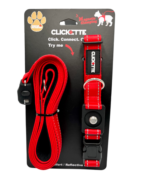 Clickette- Magnetic Collar lock & Leash- Red