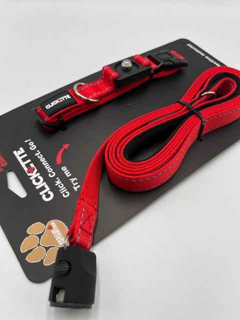 Clickette- Magnetic Collar lock & Leash- Red